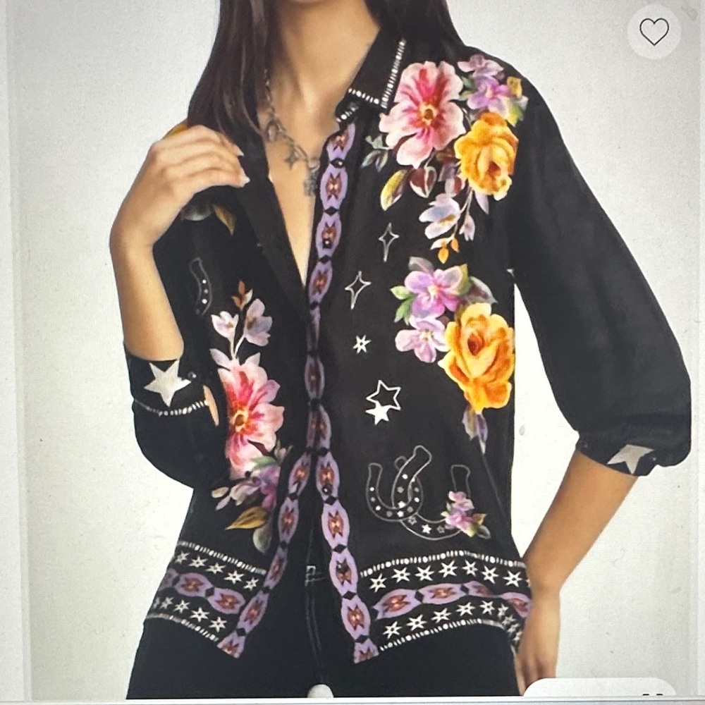 Johnny Was NWOT Rosalynda Button Down Shirt Western Katsumi XL